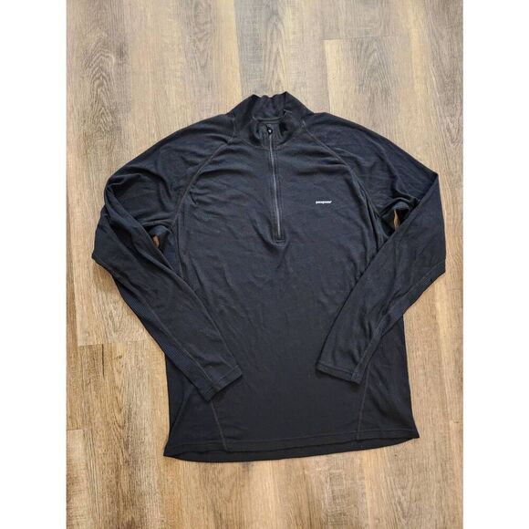 Patagonia Capilene Base Layer 1/4 Zip polyester men's Large Black Longsleeve - Picture 1 of 7